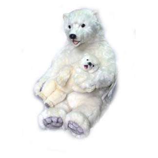 Life-size and realistic plush animals.  0080 - POLAR MAMA with BABY (Static)