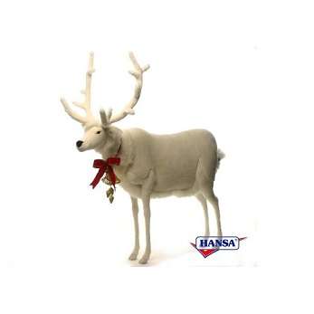 Life-size and realistic plush animals.  0297 - WHITE MALE DEER 56"H X 60"H