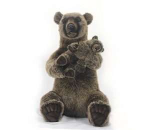 Life-size and realistic plush animals.  0574 - MAMA GRIZZLY & CUB ROCKING 29"