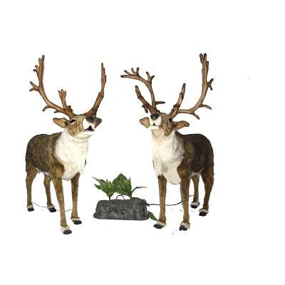 Life-size and realistic plush animals.  0728 - 2 PCS DEER NORDIC 65" SING DUET