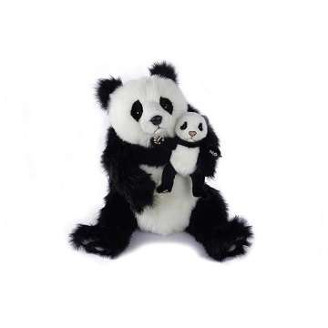 Life-size and realistic plush animals.  0787 - PANDA BEAR WITH BABY