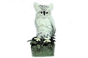 Life-size and realistic plush animals.  0791 - SNOW OWL WITH BASE