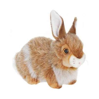 Life-size and realistic plush animals.  2786 - RABBIT BROWN MIX 12''L