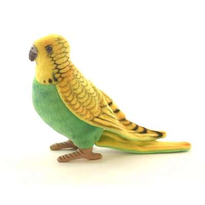 Life-size and realistic plush animals.  3653 - PARAKEET BUDGIE YELL/GREEN 6''