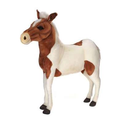 Life-size and realistic plush animals.  3655 - PONY BRN/WH RIDEON 42''