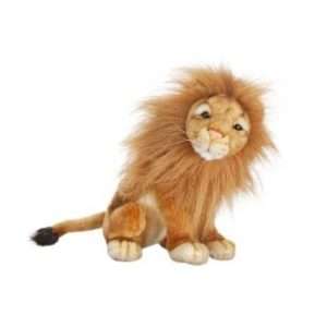 Life-size and realistic plush animals.  3937 - LION MED SEATED 8''