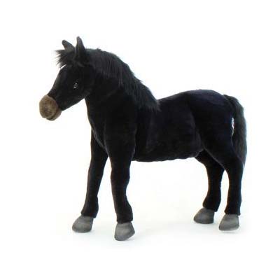 Life-size and realistic plush animals.  5126 - WILDFIRE HORSE BLK 18''L