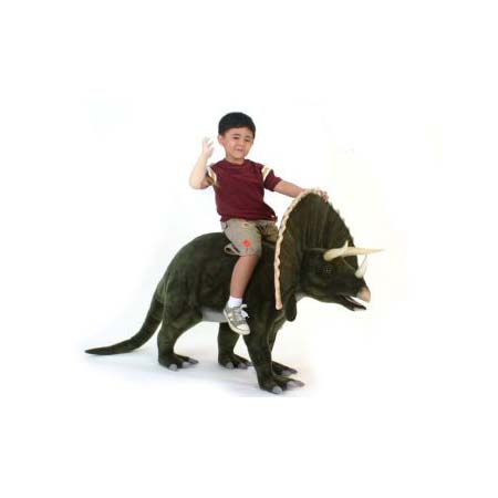 Life-size and realistic plush animals.  5314 - TRICEROTOPS 52''L RIDEON (SP)