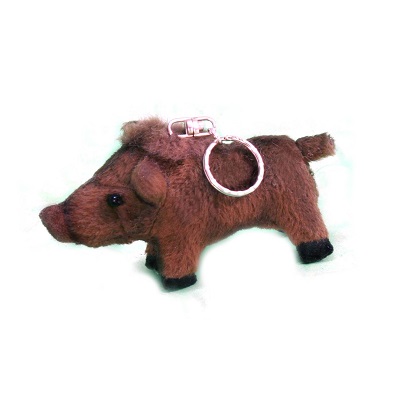 Life-size and realistic plush animals.  5512 - WILD BOAR KEYCHAIN 4.33"L