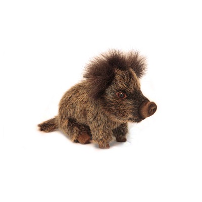 Life-size and realistic plush animals.  6282 - WILD BOAR BABY SEATED 8.70"L