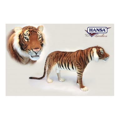 Life-size and realistic plush animals.  6592 - TIGER JACQUARD STANDING