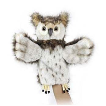 Life-size and realistic plush animals.  7159 - OWL PUPPET
