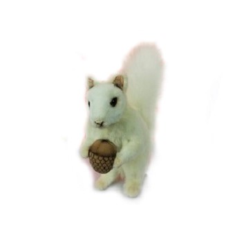 Life-size and realistic plush animals.  7742 - SQUIRREL WHITE W/NUT 7"H
