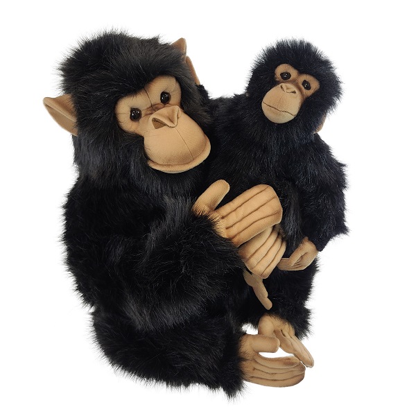 Life-size and realistic plush animals.  0789 - CHIMP W/ BABY