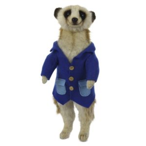 Life-size and realistic plush animals.  7872 - MEERKAT MALE 13"H (BLUE SHIRT)