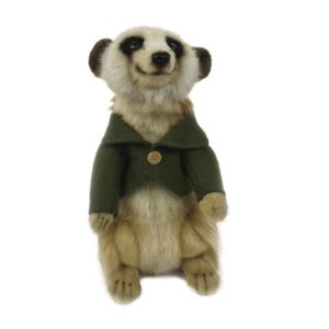 Life-size and realistic plush animals.  7874 - MEERKAT BOY 8.5"H (GREEN SHIRT)