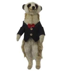 Life-size and realistic plush animals.  7885 - MEERKAT MALE 13"H (BLACK SHIRT)